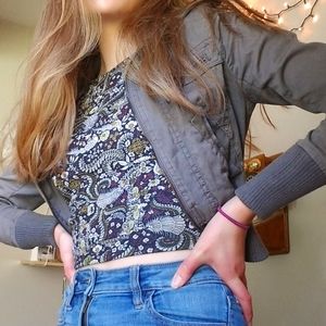 Black Poppy, gray, lightweight, cropped jacket
